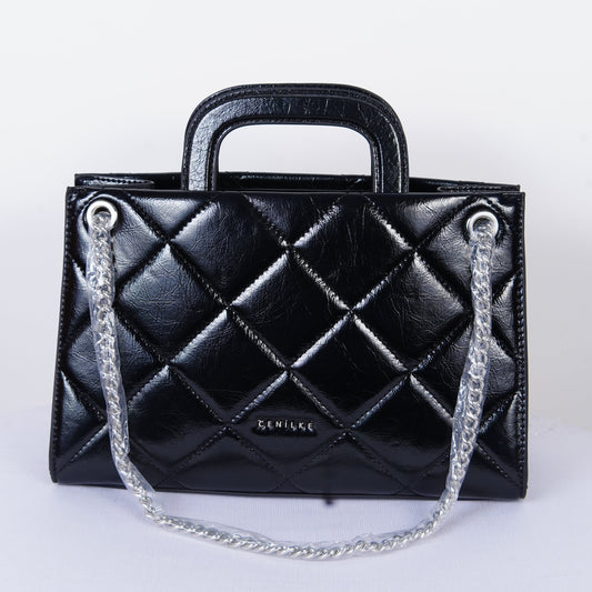 Luxe Chain Tote – Black Diamond Edition