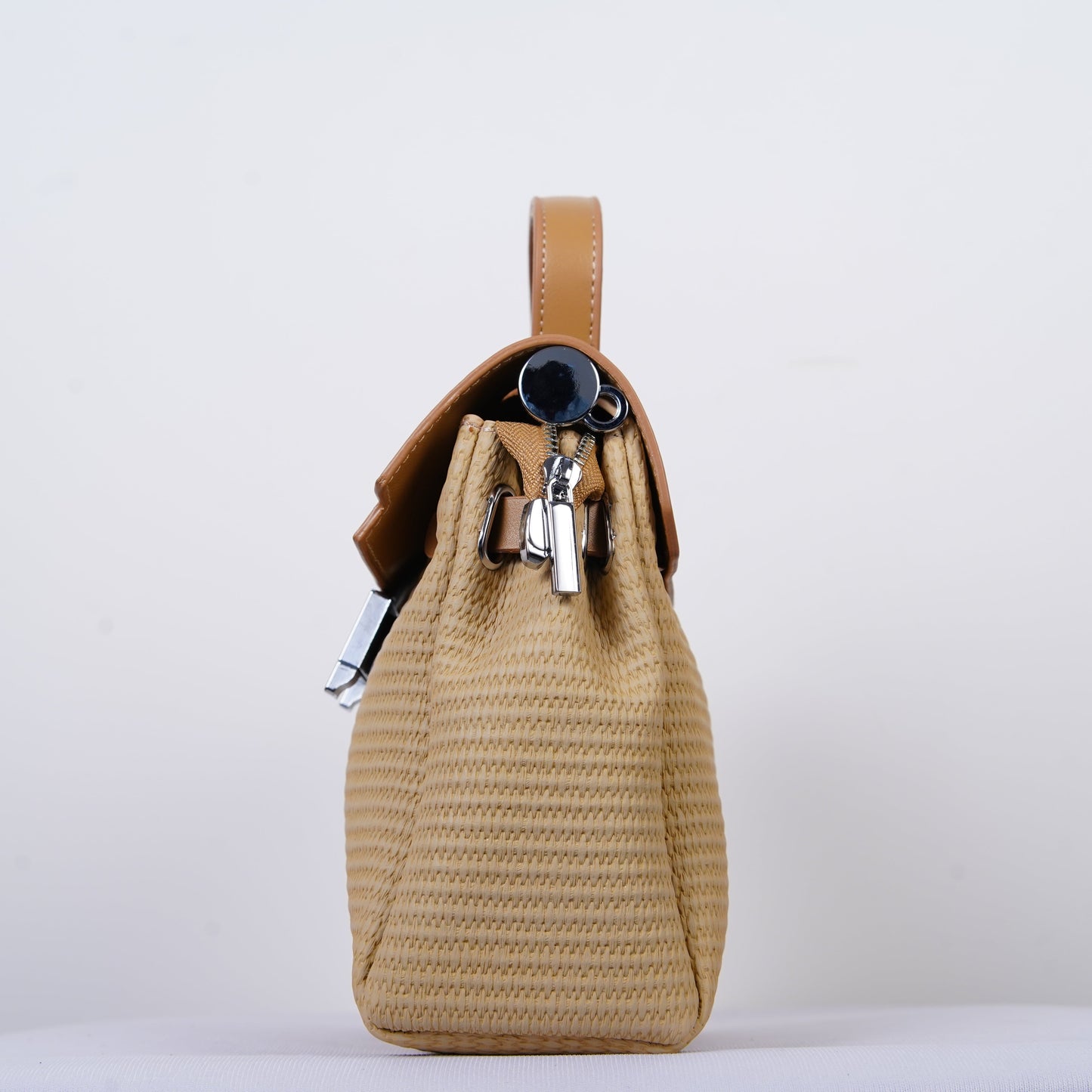 The Riviera Belle – Woven Tan Mini Tote