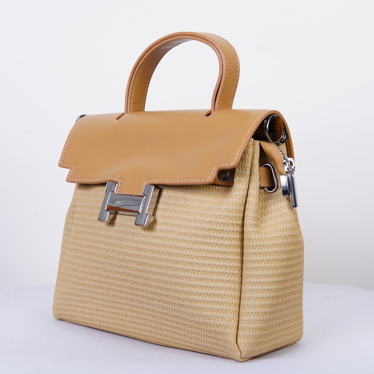 The Riviera Belle – Woven Tan Mini Tote