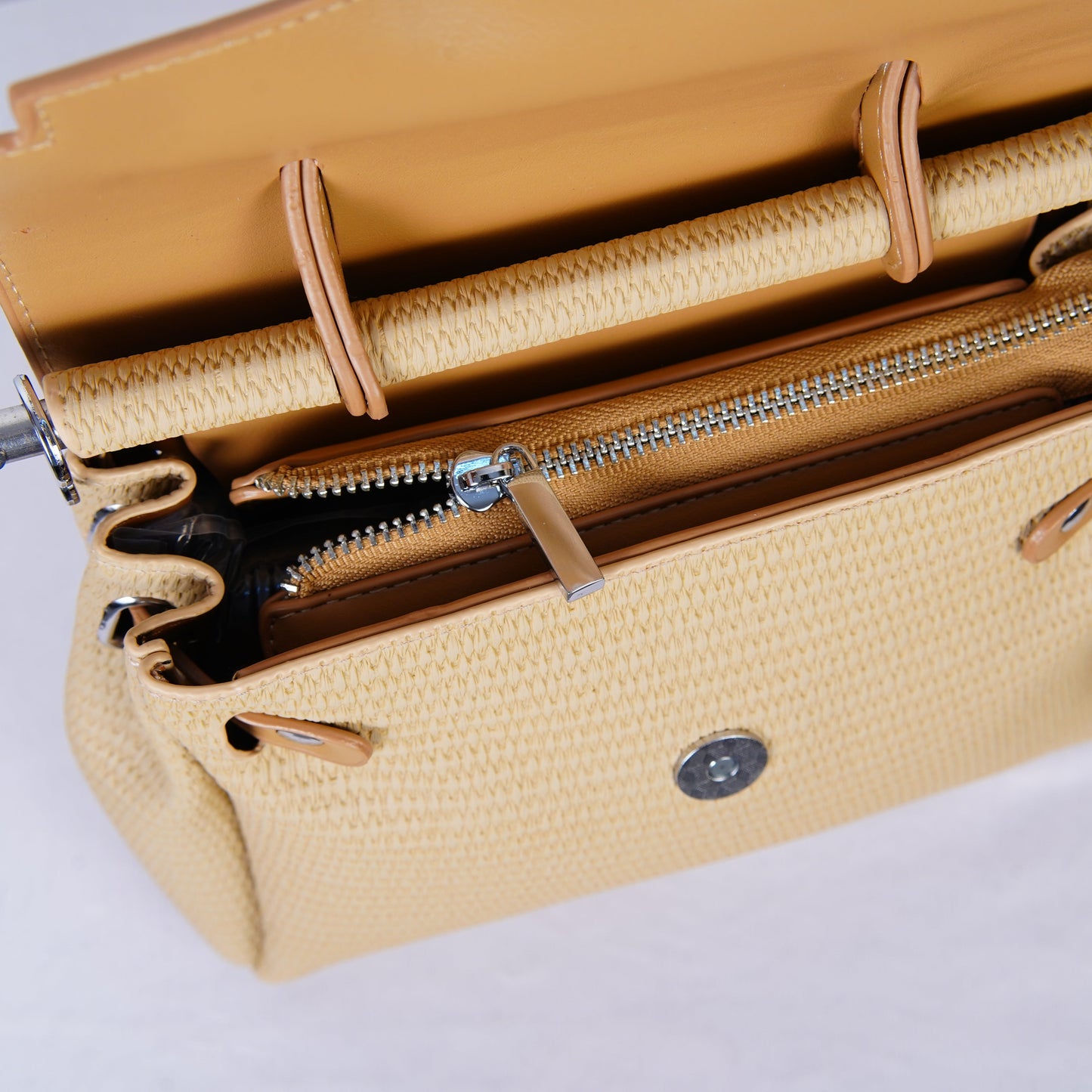 The Riviera Belle – Woven Tan Mini Tote