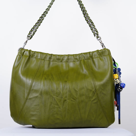 Dice Charm Shoulder Bag - Olive Green Edition