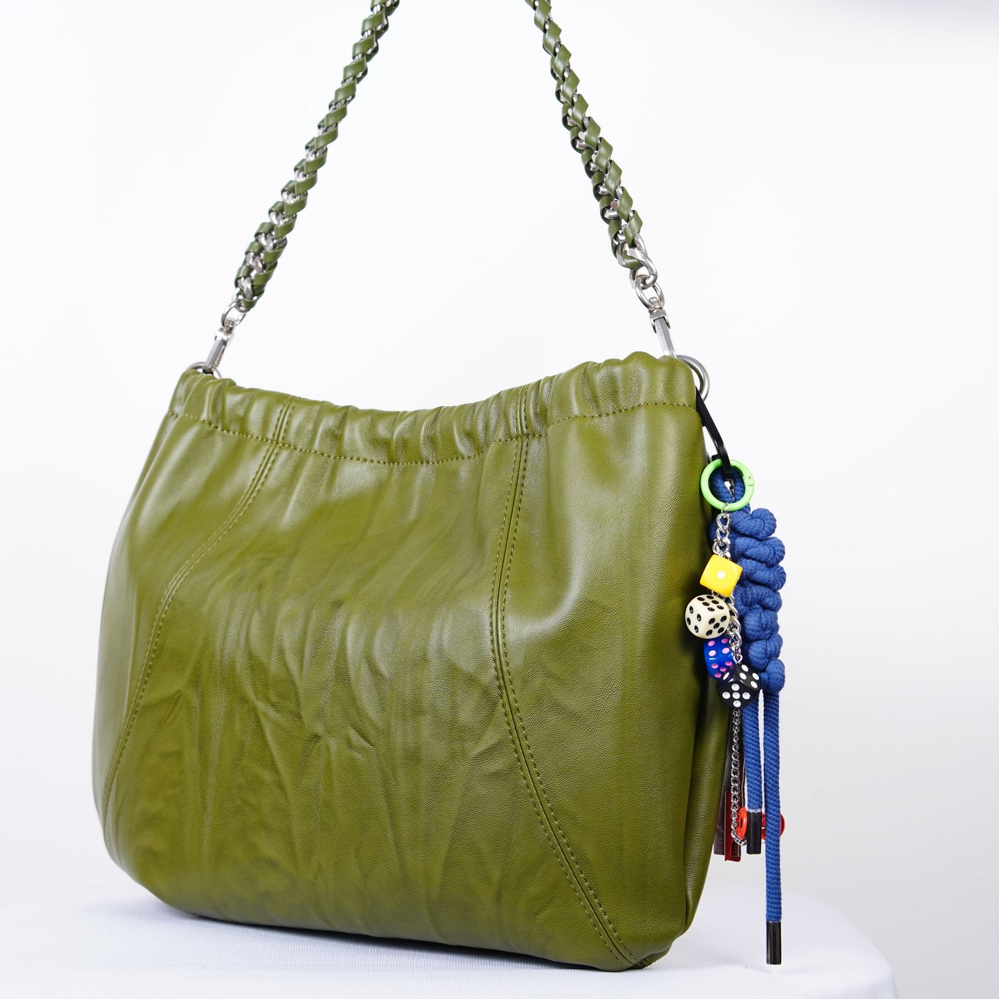 Dice Charm Shoulder Bag - Olive Green Edition