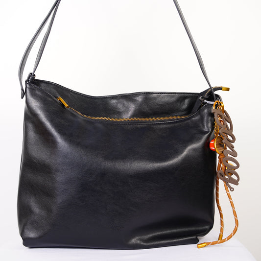 Noir Charm Shoulder Tote