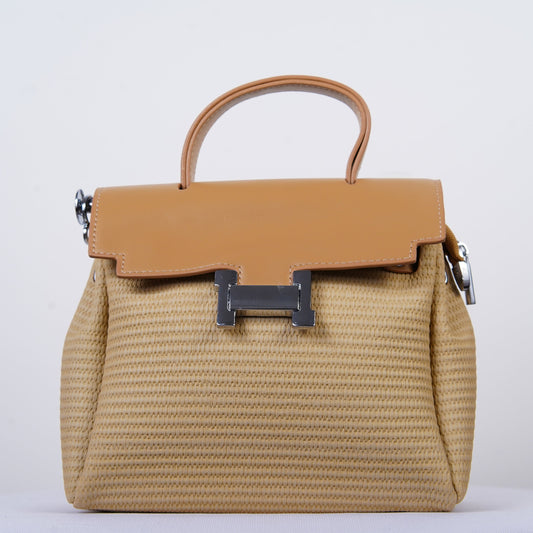 The Riviera Belle – Woven Tan Mini Tote